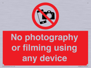 No photography or filming using any device